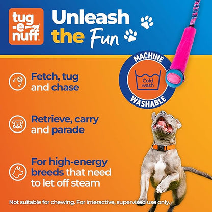 Tug-E-Nuff Fauxtastic PowerBall Bungee, Durable, Faux-Fur Fetch & Tug of War Dog Toy with Rubber Ball, Interactive Dog Tug Toys for Training Small, Medium, Large Dogs, 25 in, Green Pattern