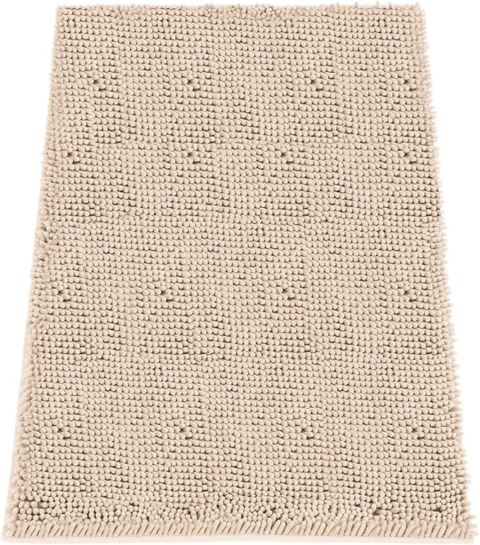 Absorbent Dog Door Mat for Muddy Paws, 60" x 36" Chenille Indoor Mats for Entryway, Trap Dirt Front Door Mat Indoor Entrance Washable Non Slip Soft Beige