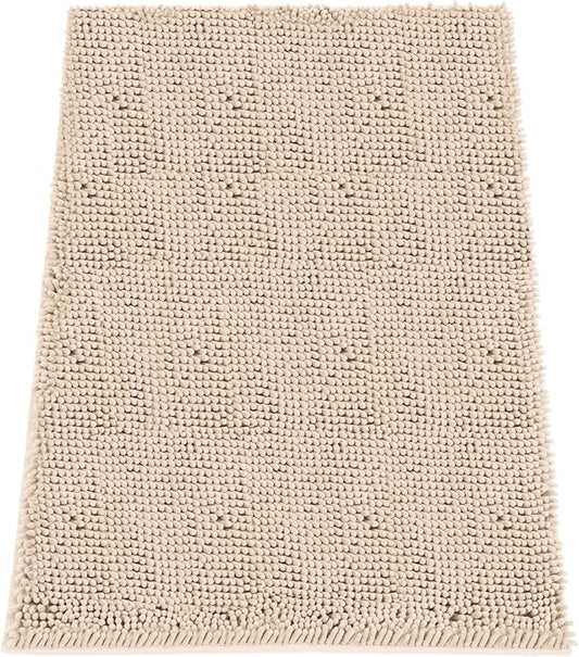 Absorbent Dog Door Mat for Muddy Paws, 60" x 36" Chenille Indoor Mats for Entryway, Trap Dirt Front Door Mat Indoor Entrance Washable Non Slip Soft Beige
