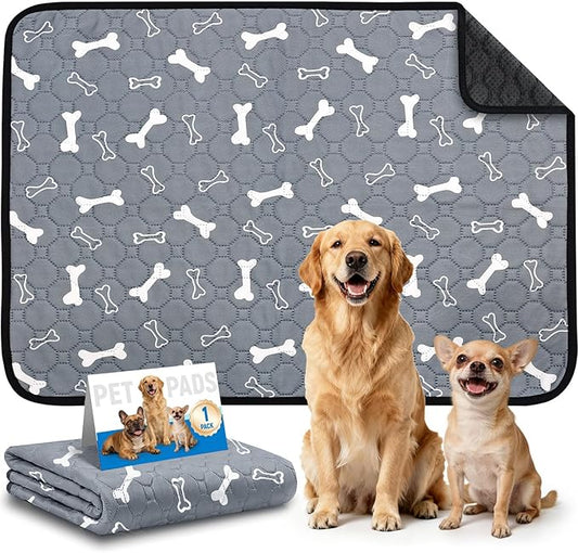 Washable Pee Pads for Dogs, Absorbent Reusable Puppy Training Pads, Leakproof, Non-Slip, Waterproof Cat Doggie Pad Pet Potty Mat for Indoor&Outdoor, Whelping, Playpen, Crate, Gray 20"x28"