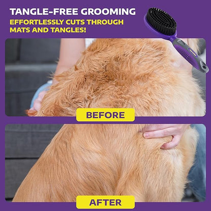 Hertzko Bristle Brush for Dogs and Cats with Long or Short Hair - Dense Bristles Remove Loose Hair from Top Coat, Removes Tangles, Dander, Dust, Trapped Dirt and Dead Undercoat (Single Sided)