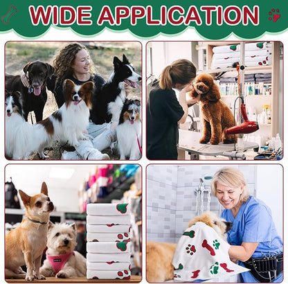 Chumia 8 Pcs Dog Towels for Drying Dogs Cats Pet Towels Bulk Puppy Microfiber Quick Drying Paw Bath Bathing Supplies Absorbent for Medium Pets (Red Green,40 x 24 Inch)