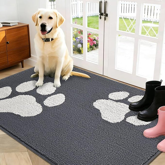 FONEYI Indoor Door Mat, 36"x59" Dog Mats for Muddy Paws, Rubber Backing Non Slip Super Absorbent Washable Entryway Rug, Low-Profile Front Back Door Mats, Inside Floor Doormats for Entryway, Dark Grey