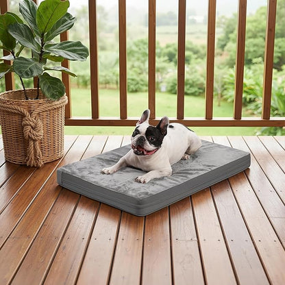 Waterproof Dog Bed Medium Size Dog, Outdoor Washable Crate Pad 30 inch, Orthopedic Foam Pet Bed with Removable Cover Reversible, Outdoor Anti-Slip Kennel Pad 29"x18", Gray