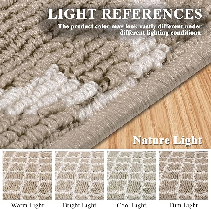 U'Artlines Long Runner Rug for Hallway 2×10feet Non Slip Kitchen Floor Carpet Runners Beige Geometric Pattern Machine Washable Area Rug for Entryway Bathroom