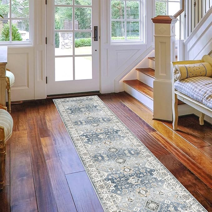 HY HAO YUN LAI Non Slip Runners for Hallways,Washable,Long Ultra Soft Kitchen Runner Rug,Non Shedding for Accent Farmhouse (Grey, 2 X 12)