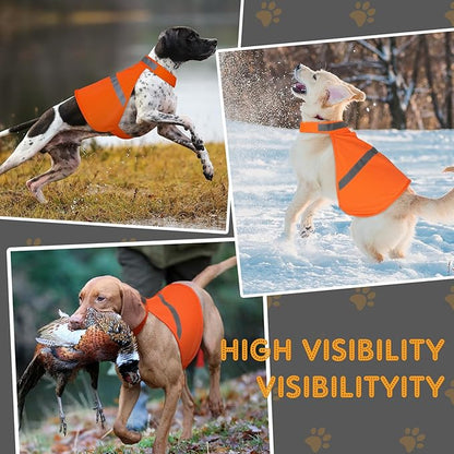 Dog Reflective Vest, Orange Dog Hunting Vest for Outdoor, Adjustable Pet Jacket, Soft Pet Safety Clothes for Small Medium Large, 2 Packs