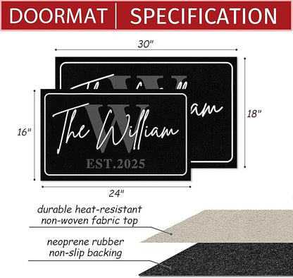 Custom Doormat with Family Name - Personalized Entryway Door Mat Front Door Mat for Outdoor Decor Entrance Mat Housewarming Gift with Anti-Slip Backing Design11