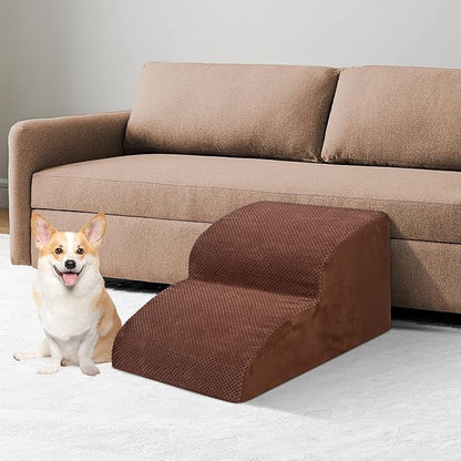 Dog Stairs for Small Dogs, High Density Foam Dog Ramp, Extra Wide Non-Slip Pet Steps for High Beds Or Couch, Soft Foam Doggie Ladder for Dogs Injured, Older Pets, Small Cats