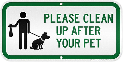 Please Clean Up After Your Pet Sign, 9x18 Inches, Reflective, Rust Free DiBound, Fade Resistant, Made in USA by My Sign Center