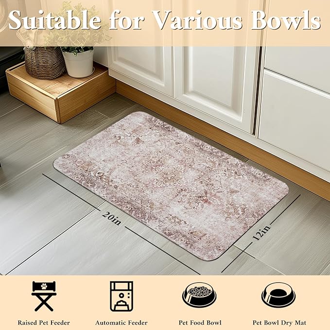 Dog Food Mat for Floors Waterproof Quick Dry Pet Placemat Cat Feeding Bowls Mats for Food and Water, Eco-Friendly Dog Accessories Diatomite Pets Supplies 16" X 24"