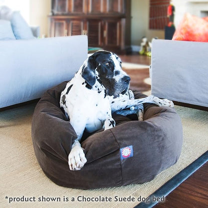 Majestic Pet Large Dog Bed for Big Dogs, Washable Orthopedic Donut Cuddle Bed with Bolster, Soft & Fluffy Calming Pet Bed for Large Sized Dog, Faux Suede Stone 40x29x9 Inch
