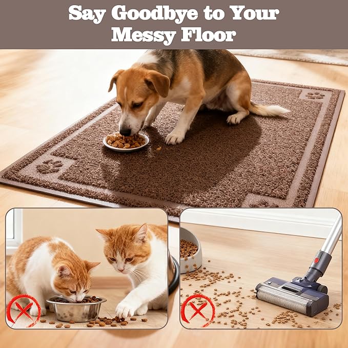 Darkyazi Pet Feeding Mat Large for Dogs and Cats,24"×16" Flexible and Easy to Clean Feeding Mat,Best for Non Slip Waterproof Feeding Mat. (Coffee)