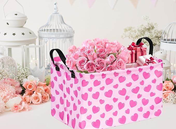 Valentine's Day Storage Basket Baby Hamper Collapsible Organizer Bin Gifts Shelf Baskets for Room Decor