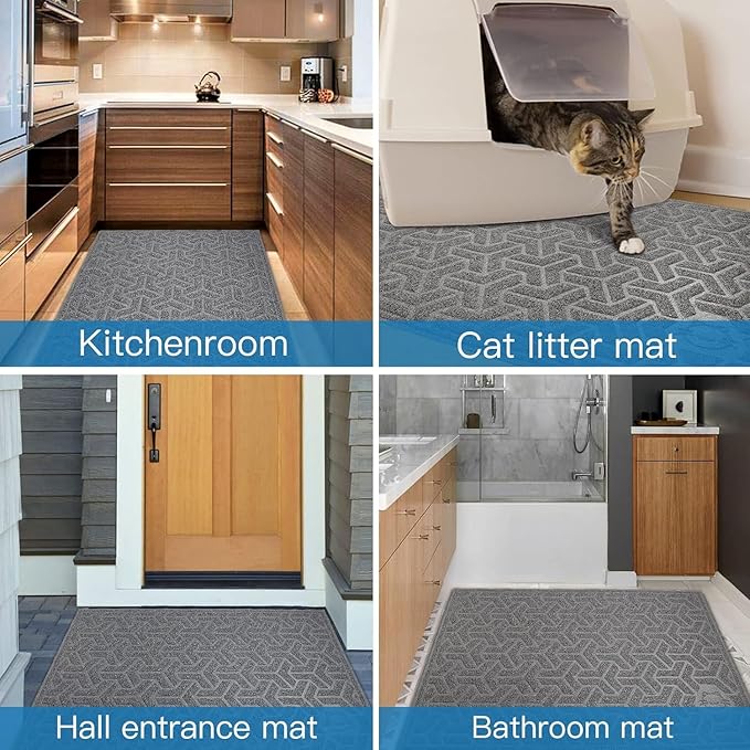UPSKY Cat Litter Mat, XL Litter Trapping Mat Soft on Kitty Paws, Large Litter Box Mat 35" x 47" Scatter Control for Indoor Cats Waterproof and Extra Large Pretty Litters Carpet