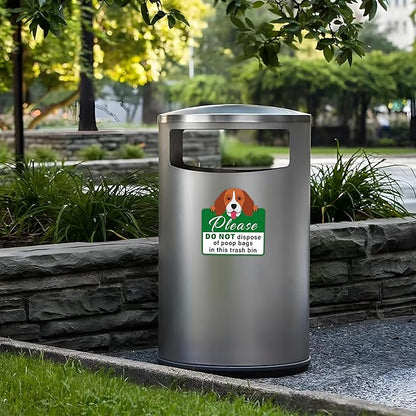Please Do Not Dispose Poop Bags in Trash Bin Sign, Self-Adhesive Weatherproof Do not Throw Dog Poop Bag in This Trash Can Sticker, Trash Can Lable for Home, House, Yard, Restaurant（7.9" x 7.9"）