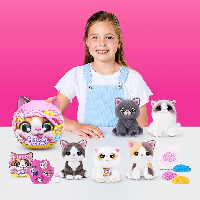 Pets Alive Smitten Kittens Series 2 (Ragdoll) by ZURU – Interactive Plush Cat Toy with 10 Sounds, Surprise Unboxing, Soft Collectible Pet for Ages 3+