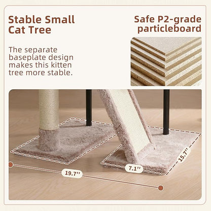 Gitelsnour Cat Tree for Indoor Cats, Cat Tower with Scratching Post for Small Cats and Kittens, Cat House with Removable Top Platform and Fluffy Balls, Hanging Cat Basket, Mushroom GCT006SMU