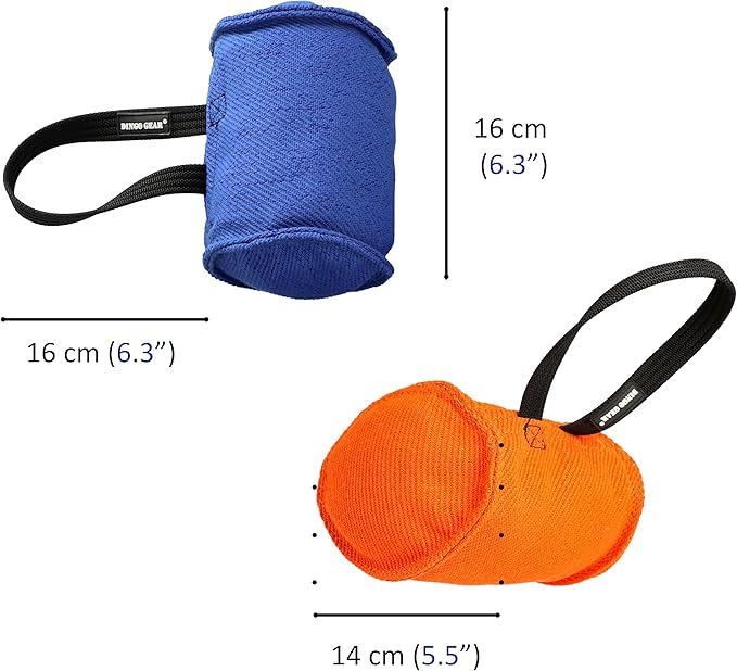 Dingo Gear Dog Tug Toy for Strong Dog, Bite Training, IGP, Fun, French Linen Barrel, 5,5x6,1" Orange Berta S00096