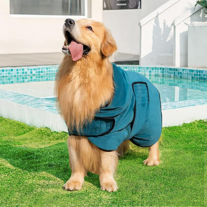 Avont Dog Bathrobe - Super Absorbent Pet Drying Towel Bath Robes After Bath Shower Swim Wet Walk for Puppies -Blue(XXL)