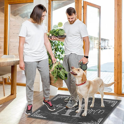 Custom Doormat with Family Name Retro Personalized Entryway Door Mat Front Door Mat for Outdoor Decor Entrance Mat Customised Rug Christmas Housewarming Gift with Anti-Slip Backing