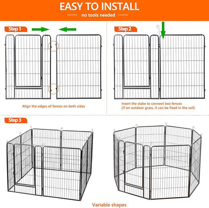 ZENY Dog Playpen 40Inch 8 Panels, Heavy Duty Pet Dog Pen Indoor, Metal Dog Fence with Doors, Foldable Animal Outdoor Exercise Pen for Yard, RV, Camping