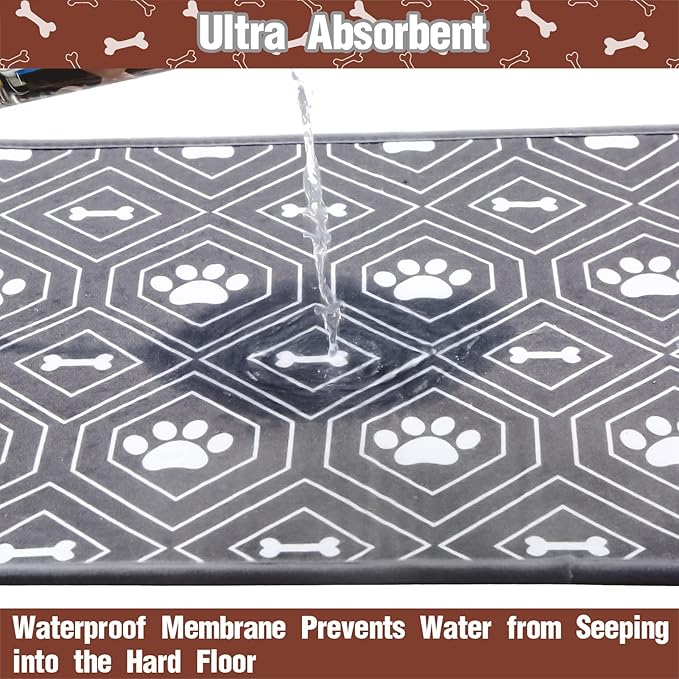 KOOLTAIL Dog Mat for Food and Water Bowls, 2 Pack Waterproof Pet Feeding Mat for Floors, Non Slip Mat for Puppy Cats