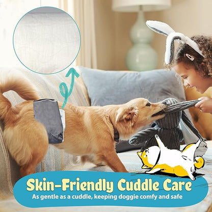 LeapSheep Dog Diaper Liners Pee Pads for Male and Female Dogs, Dog Period Pads, Super Soft Absorbtion Dog Booster Pads Fits Belly Bands, Wraps and Washable Doggy Diapers Female (M, 50)