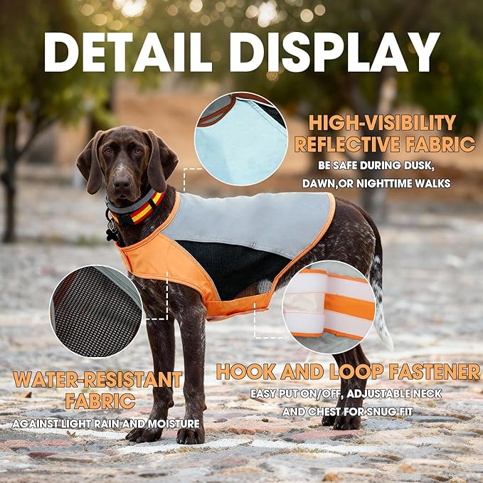 Nanaki Reflective Dog Vest-High Visibility Orange Dog Hunting Vest, Safety Gear for Outdoor Activities Walking Hunting Hiking