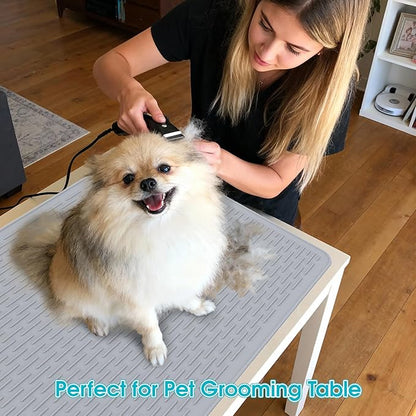 Dog Grooming Table Mat, (19.9 x 27.8 inch) Dog Grooming Table Mat Pad Non-Slip, Pet Grooming Table Mat for Grooming Dogs at Home, Pet Groomers Table Mat, Easy-Clean Durability (Black)