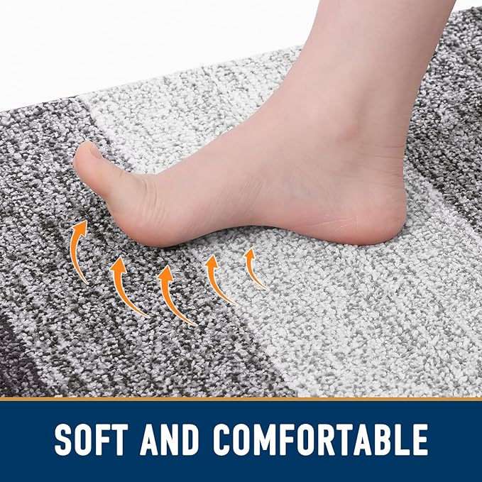 Smiry Dog Door Mat for Muddy Paws, Absorbs Moisture and Dirt, Low-Profile Entryway Mat with Non-Slip Backing, Entry Indoor Outdoor Doormat for Inside Floor (59x35 Inches, Light Grey, Striped)