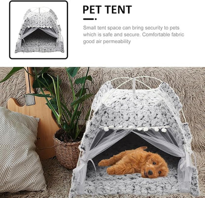 Summer Cat Tent Foldable Pet Teepee Indoor Outdoor Semi-Enclosed Comfortable Cat Nest Small Pet Sleeping Place All-Season Play Tent