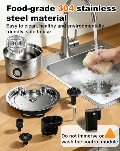 Wireless Cat Water Fountain Stainless Steel, 88fl.oz/2.6L Pet Water Dispenser Long-Lasting 4000mAh Battery with 7 Filters & 3 Sponges for Cats Dogs Indoor
