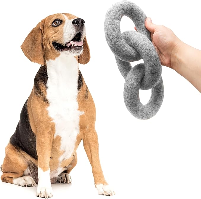 Glaciart One Felted Wool Dog Chew Rings | Durable for Puppy Chew for Teething & Dog Teeth Cleaning | Pet Toys Fetch Games & for Anxiety/Boredom | Great for Small or Medium