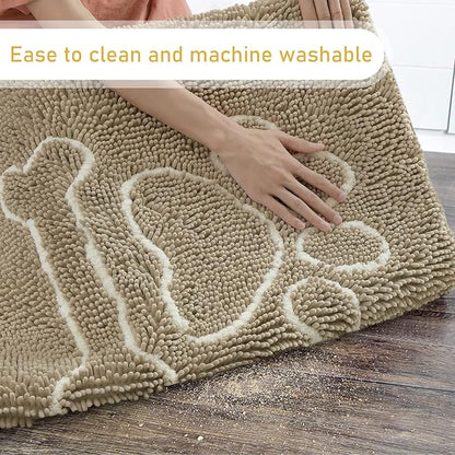 AROGAN Indoor Door Mat Entryway Rug Traps Mud and Water, Chenille Doormat for Muddy Shoes and Dog Paws, Machine Washable Doormat, Front Door Mat, Busy Area Dog Rugs for Floors, Entrance, 24x36 Beige