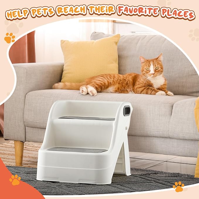 Marsui 2 Pack Cat Ramp for Litter Box Steps with 23" x 35" Non Slip Cat Mat Dog Stairs Rubber Feet Step for Automatic Litter Box Older Elderly Small Cats Animal Pets