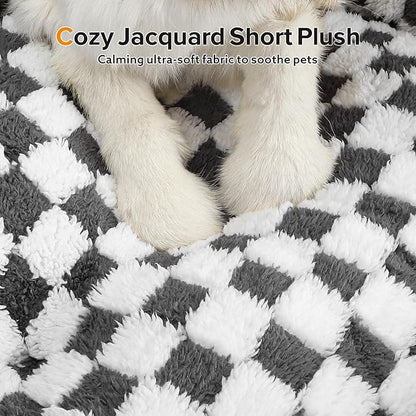 JOEJOY Dog Beds for Small Dogs -Cute Cat Beds for Indoor Cats Calming Pet Beds, Rectangle Orthopedic Cuddle Puppy Bed with Jacquard Shaggy Plush & Anti Slip Bottom, 20x19x6inches, Grey