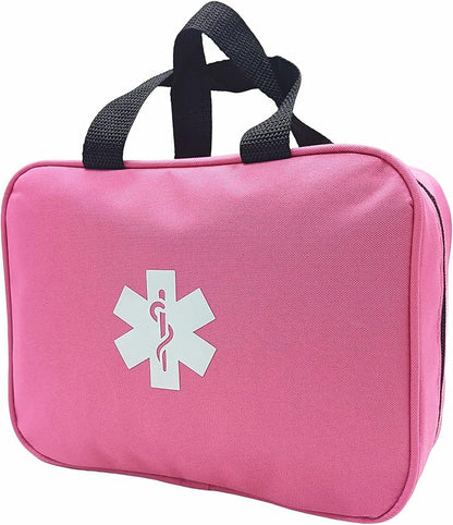First Aid Bag Empty Emergency Medical Pouch First Responder Storage Compact Survival Medicine Bags for Sport Outdoors Car Office Pet Dog Cat (Pink QZ)
