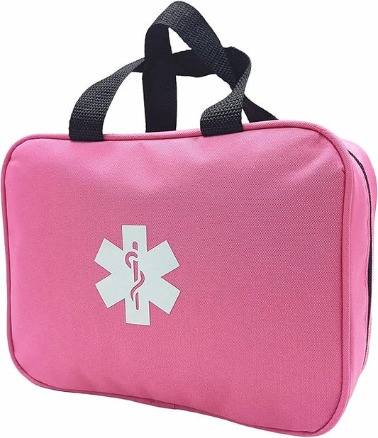 First Aid Bag Empty Emergency Medical Pouch First Responder Storage Compact Survival Medicine Bags for Sport Outdoors Car Office Pet Dog Cat (Pink QZ)