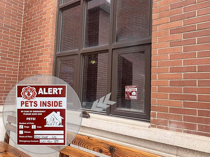 Pets Alert Sticker - Safety Alert for Pets Inside - 4 Pack with Wallet Card & Key Tag