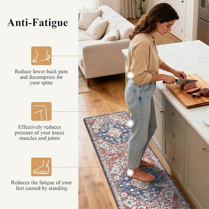 Ileading Anti Fatigue Kitchen Rugs Sets of 2 Cushioned Kitchen Mats for Floor Waterproof Kitchen Mat Set Non Slip Comfort Standing Mat for Kitchen, Office, Sink, Laundry