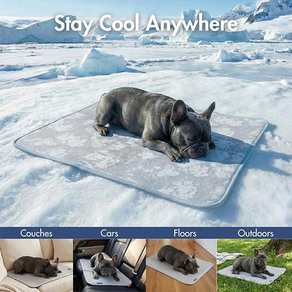 Spark Paws Cooling Mat for Dogs - Self Cooling Dog Mat & Pet Cooling Pad for Large, Medium & Small Dogs - Non-Toxic, Non-Gel Washable Cooling Bed - Cloud Grey - Size XL
