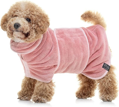 Lucky Pooch® Dog Robe - Luxurious Dog Bathrobe - Ultra Absorbent Dries Your Dogs in Minutes! Double-Layer, Super Soft Towel and Bath Robe All in One (XXXL, Dusty Pink)
