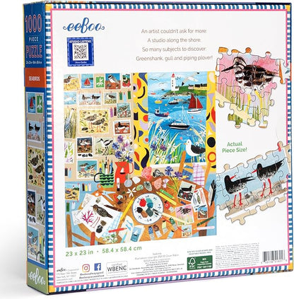 eeBoo 1000 Piece Puzzle - Seabirds Jigsaw Puzzle for Adults, Square 23" x 23" Made with Recycled Board & Vegetable-Based Ink
