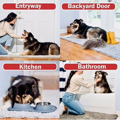 DogBuddy Dog Door Mat for Muddy Paws, Absorbent Microfiber Pet Rug, Waterproof Non-Slip Doormat, Washable Rugs for Dogs, Entryway Indoor Outdoor Mat, Dog Supplies (Runner, Shadow)
