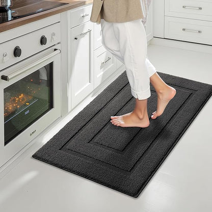 GRANNY SAYS Kitchen Mats for Floor Resist Dirt Kitchen Rugs Non Slip Washable, Small Rug for Sink Laundry Thick Durable Polypropylene Comfort Standing, 32" x 20", Charcoal Grey