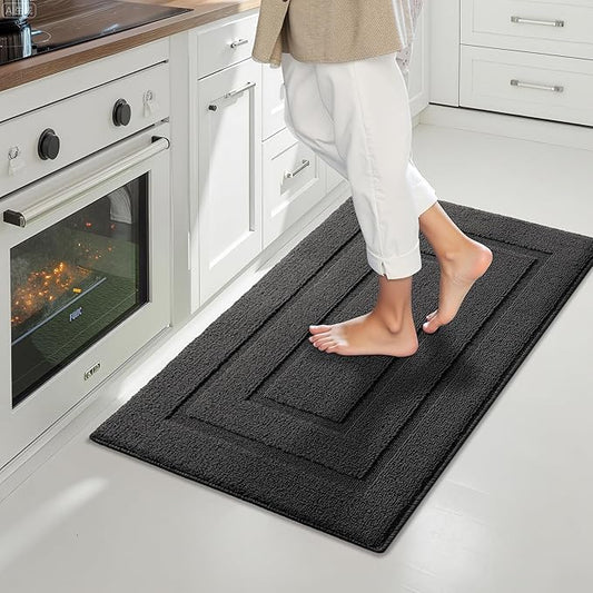 GRANNY SAYS Kitchen Mats for Floor Resist Dirt Kitchen Rugs Non Slip Washable, Small Rug for Sink Laundry Thick Durable Polypropylene Comfort Standing, 32" x 20", Charcoal Grey