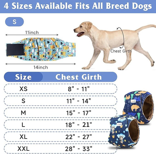 5 Pack Dog Diapers Male, Premium Belly Bands for Male Dogs, High Absorbing Male Dog Pee Wraps for Doggie in Incontinence or Excitable Urination and Training L