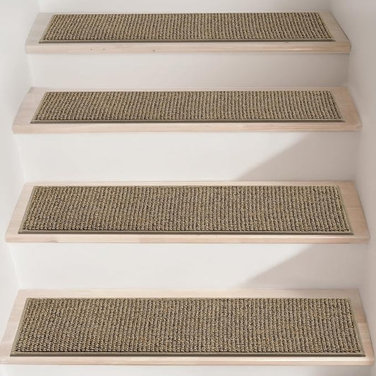 BEQHAUSE Stair Treads for Wooden Steps 28inX9in, Carpet Stair Treads Non Slip Indoor, Machine Washable Stair Runners for Kids Elders and Pets, Carpet for Stair Rugs Mat, TPE Backing, 15pcs, Taupe