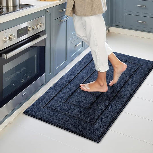 GRANNY SAYS Kitchen Mats for Floor Resist Dirt Kitchen Rugs Non Slip Washable, Small Rug for Sink Laundry Thick Durable Polypropylene Comfort Standing, 32" x 20", Deep Blue